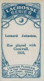1910 Imperial Tobacco Lacrosse Leading Players (C59) #27 Leonard Johnston Back